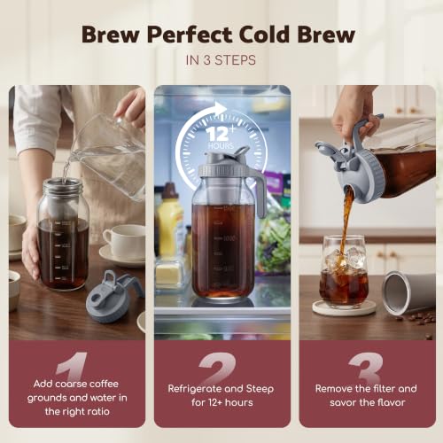 Cold Brew Coffee Maker (64 Ounces / Gray)