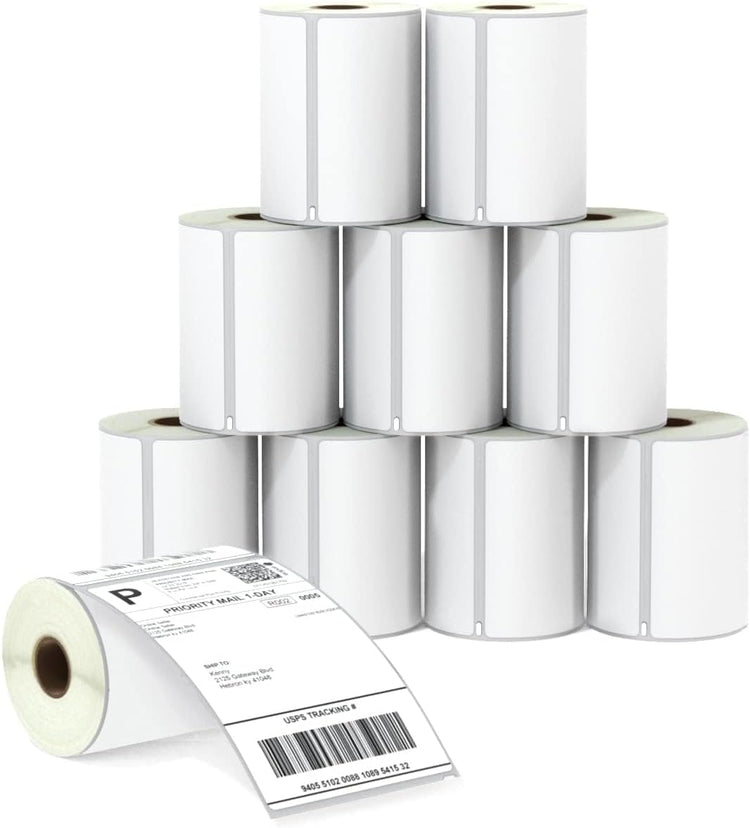 BETCKEY - Compatible DYMO 1744907 (4" x 6") Shipping Labels, Perforated, Compatible with DYMO Labelwriter 4XL Rollo & Zebra, NOT Fit 5XL [10 Rolls/2200 Labels]