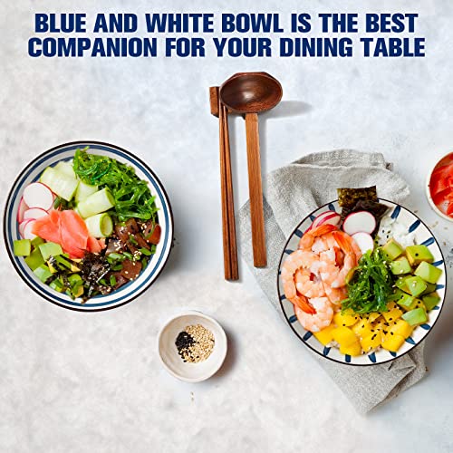 40oz Ceramic Japanese Ramen Bowls Set of 4 (Retro Style)