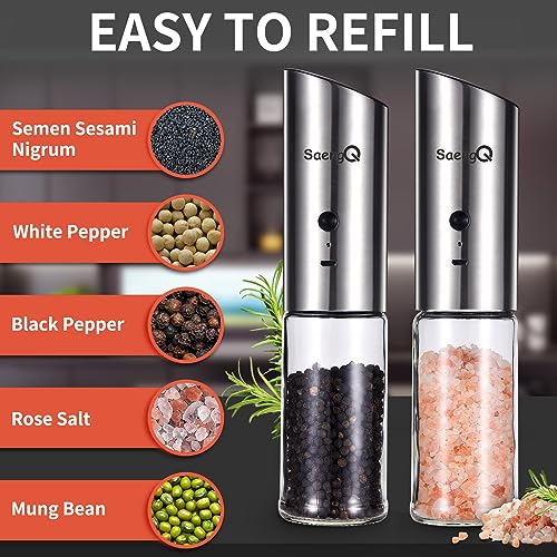 Electric Salt and Pepper Grinder Set (silvery white)
