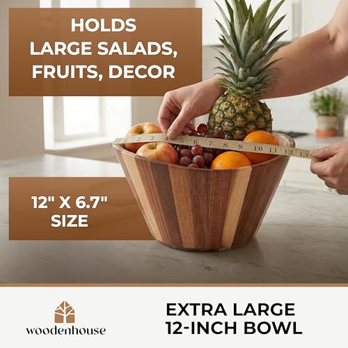 Extra Large Wooden Salad Bowl (Wavy / 1 Piece)