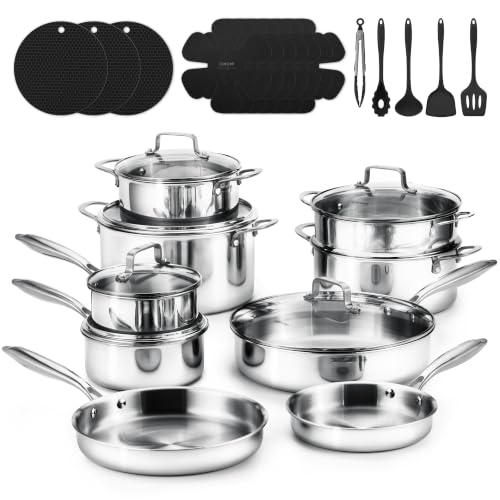 30 PCS Tri Ply Stainless Steel Cookware Set