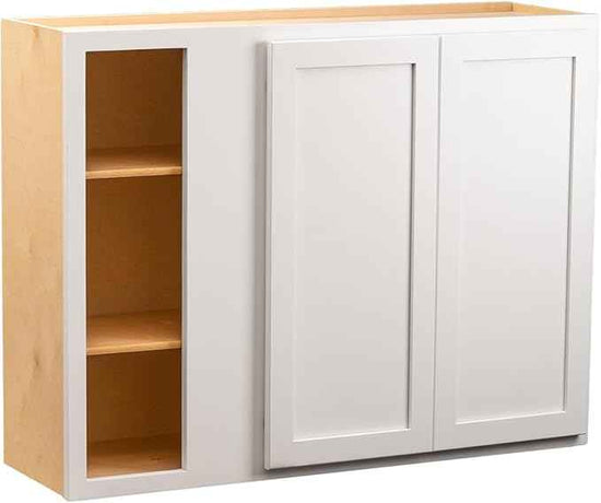 Quicklock RTA (Ready-to-Assemble) 42" Tall Wall Kitchen Cabinets - Shaker Style | 100% Hardwood | Made in America | Soft Close Hardware (12" D x 39" W x 42" H Blind Corner, Pure White)
