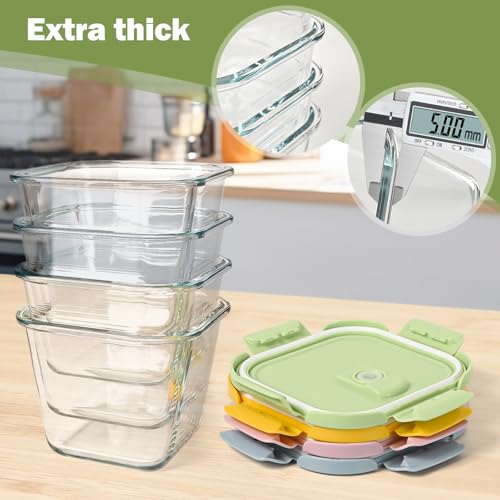 Borosilicate Glass Soup Containers with Lids (Multicolor)