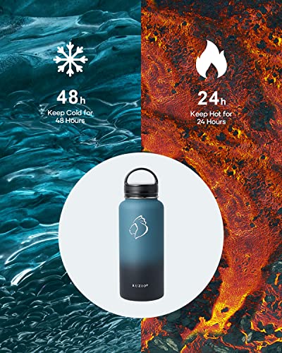 32 oz Water Bottle Insulated with Straw & 3 Lids (32 Ounces / Indigo Crush)