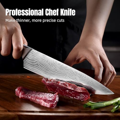 8 Inch Japanese Chef Knife with Full Tang Rosewood Handle