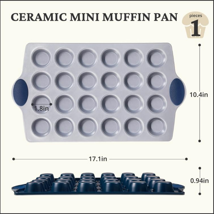 24 Cup Non Toxic Nonstick Ceramic Mini Muffin Pan & Cupcake Tin