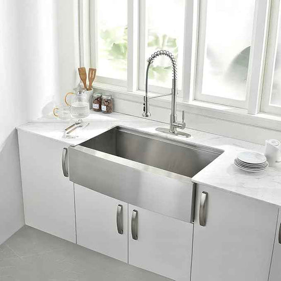 33Inch Farmhouse Sink Workstation -VOKIM 33"x22" Apron Front Kitchen Sink Single Bowl 16 Gauge Stainless Steel Kitchen Farm Kitchen Sinks with Accessories