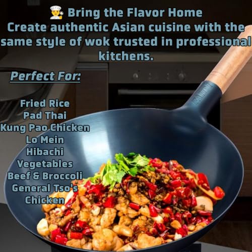 14 Inch Pre Seasoned Blue Carbon Steel Wok