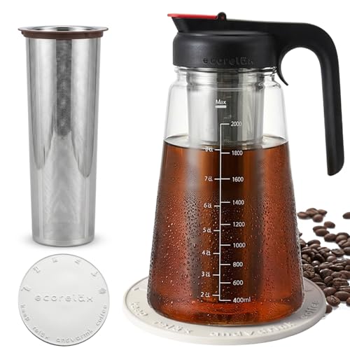 Cold Brew Coffee Maker With Stainless Steel Filter (（Black 64oz))