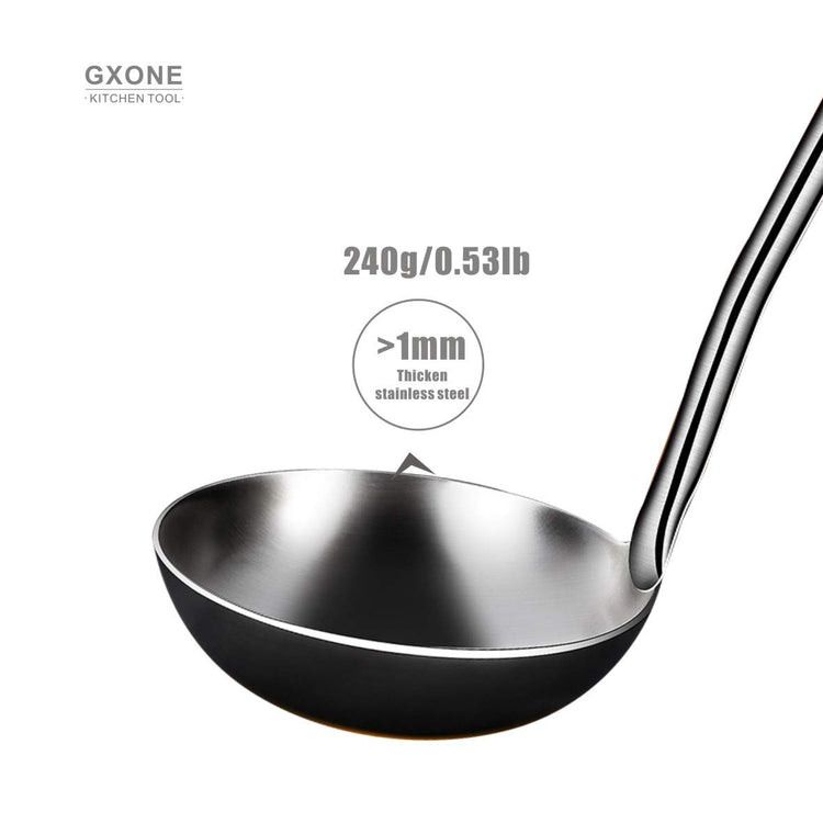 Soup Ladle 304 Stainless Steel Cooking Ladle with Wooden Handle