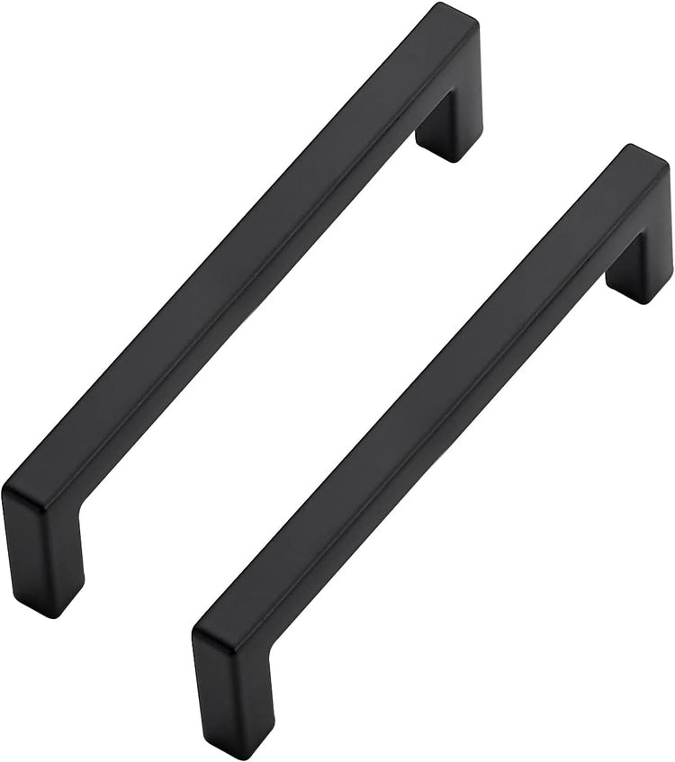 Ravinte 25 Pack Solid 4 Inch Center to Center Slim Square Bar Drawer Handles - Cabinet Hardware in Matte Black - Kitchen Handles and Pulls