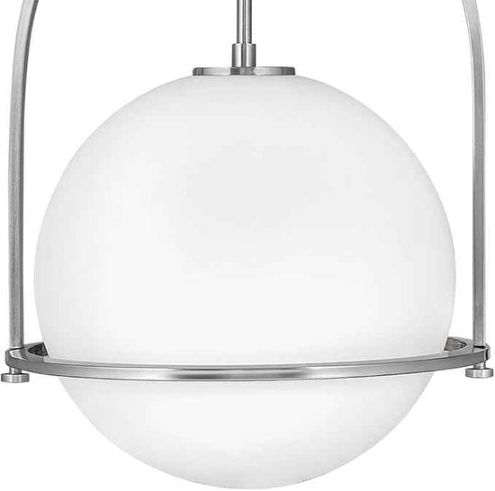 Hinkley Somerset 3405BN Large Hanging Pendant Light, Etched Opal Glass Globe, for Even or Sloped Ceilings, Customize Installation Height, Brushed Nickel