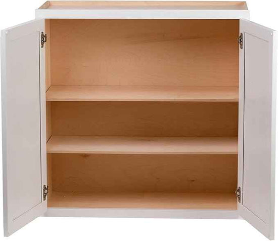 Quicklock RTA (Ready-to-Assemble) 42" Tall Wall Kitchen Cabinets - Shaker Style | 100% Hardwood | Made in America | Soft Close Hardware (12" D x 33" W x 42" H, Pure White)