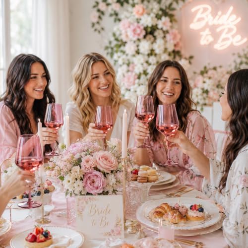 Red Rose Colored Wine Glass Set (12 Count)
