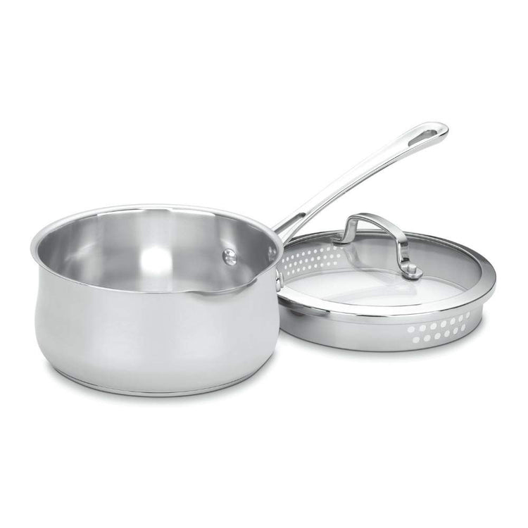 419-18P 2-Quart Pour Saucepan with Cover Contour Cookware, Stainless Steel