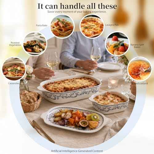 Ceramic Casserole Dish with Lids for Oven (4 Count)