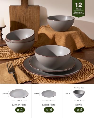 Venus Plates and Bowls Sets (Dark Gray / Serves 4 (12pc))