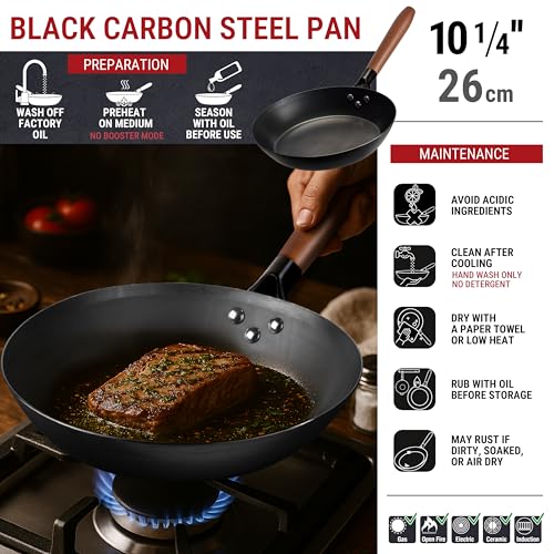 10 1/4" Pre-Seasoned Carbon Steel Frying Pan (10.25 inches)