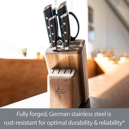 Forged German Stainless Steel Knife Set and Acacia Wood Block 7 Piece (7 Count)