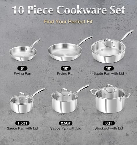 Tri Ply Stainless Steel Cookware Set 10 Piece