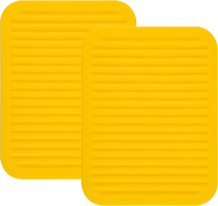 Smithcraft Silicone Trivet Mat for Hot Pans and PotsS Hot Pads Counter Mat Heat Resistant Table Dish Drying Mat or Placemats 2 Pack,Size:9x12 Inch, Color: Yellow,Shape:Rectangular