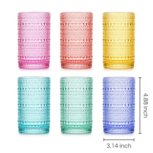 Hobnail Beaded Highball Drinking Tumbler Glasses
