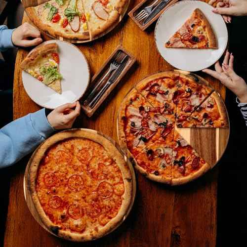 10 Pack 12" Acacia Wooden Round Cutting Boards Bulk 0.6 Inch Thick Round Charcuterie Board Smooth Surface Multipurpose Chopping Serving Tray for Pizza Fruit Vegetables Bread (10 Count)