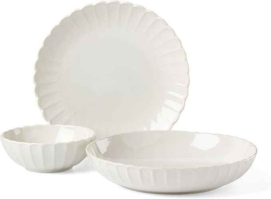Lenox Dinnerware Set, French Perle Scallop White 12-Piece Set, Service For 4, Stoneware, Dishwasher Safe, Microwave Safe, Plates and Bowls sets, Dish Set, Plate Set, Home And Kitchen (White, 12 Piece)