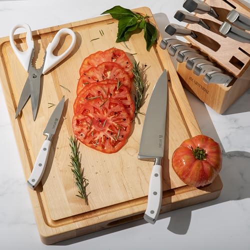 Yatoshi 15 Piece White Knife Block Set (15 Count)