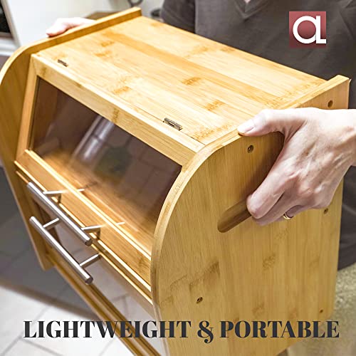 Arise Bamboo Wooden Bread Box for Kitchen Countertop (Natural)