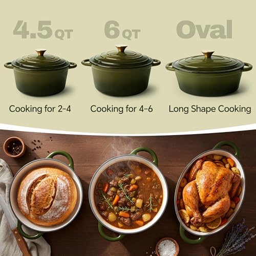4.5 Quart Dutch Oven Pot with Lid (4.5 QT / Golden Green)