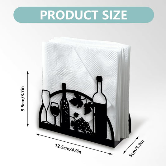 Grape Wine Glass Bottle Metal Napkin Holder for Table 4.9" x 4.9"