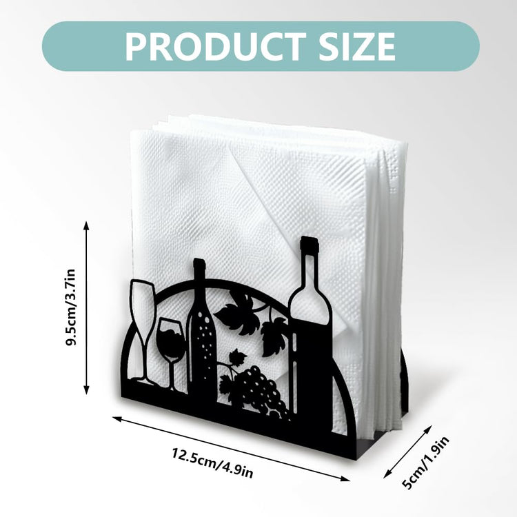 Grape Wine Glass Bottle Metal Napkin Holder for Table 4.9" x 4.9"