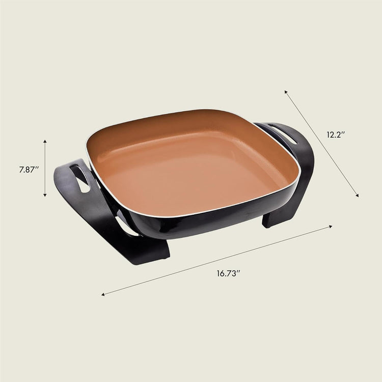 12x12 Electric Skillet & Frying Pan with Glass Lid