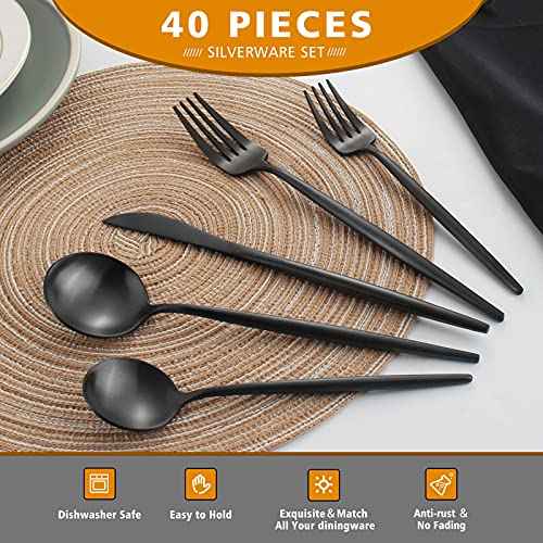 Matte Black Silverware Set for 8 (8 Count)