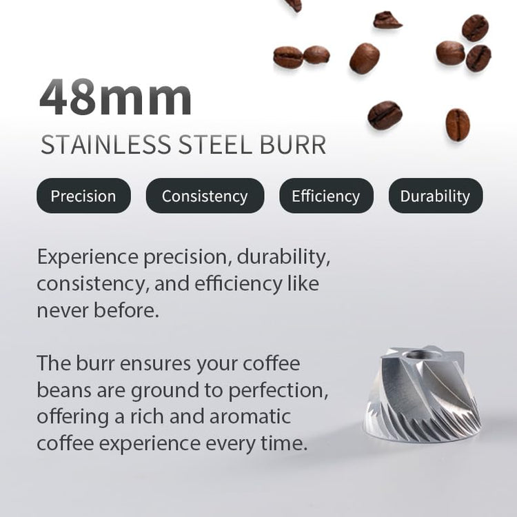 J Manual Coffee Grinder Silver with Assembly Stainless Steel Conical Burr