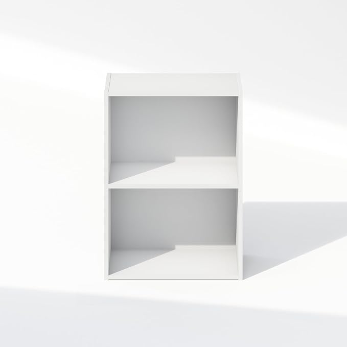 Furinno Reed Closet Organizers and Storage, 2-Tier Closet Organizer, Open Shelf Closet Storage, for Wardrobe, Bedroom, Living Room, White