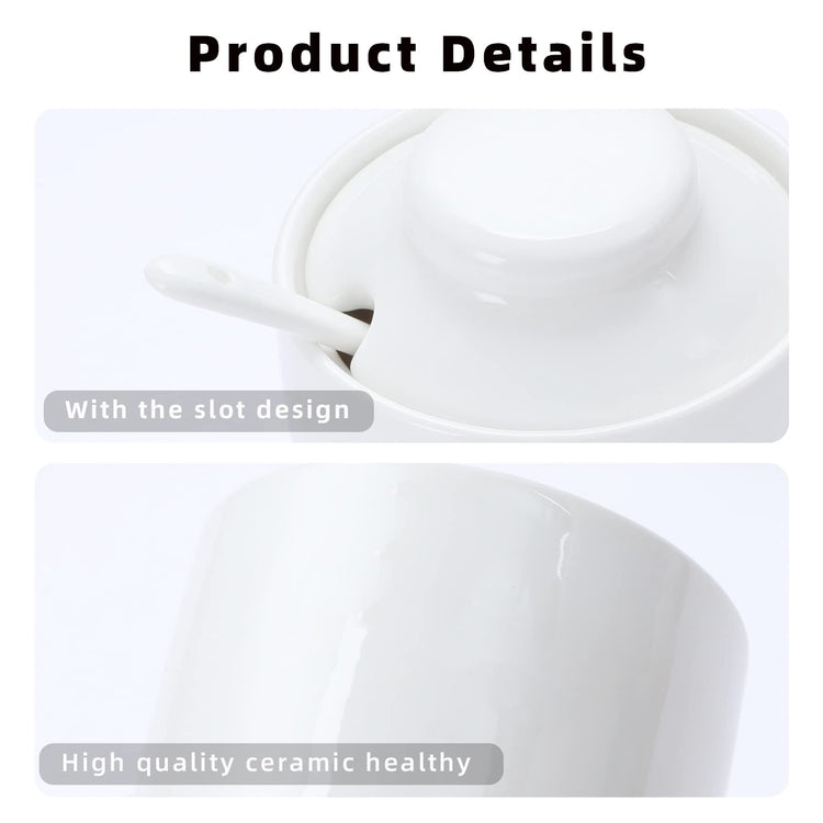 Ceramic Sugar Bowl with Lid and Spoon 8oz