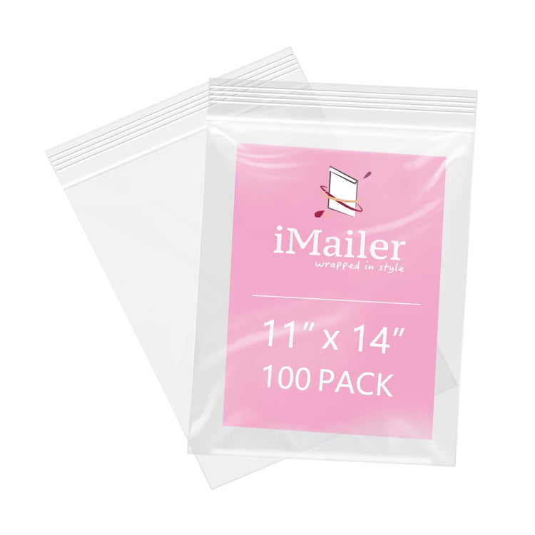 100 Pcs 11" x 14" Reclosable Plastic Zip Poly Bags (100 Count)