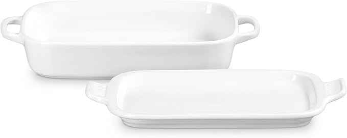Le Creuset Stoneware Rectangular Dish with Platter Lid, 3 qt., White