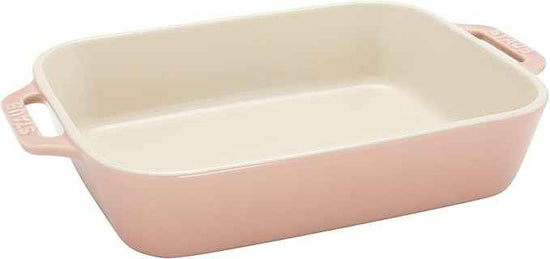Staub Ceramic 4-pc Baking Pans Set, Casserole Dish with Lid, Brownie Pan, Light Pink