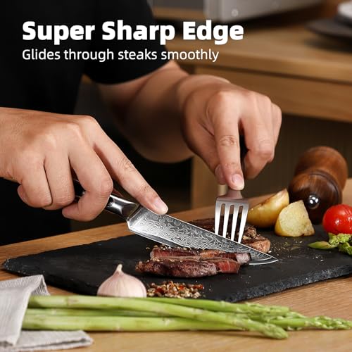 Damascus Steak Knife Set of 2 (4 Count)