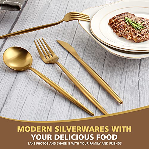 Matte Gold Silverware Set (8 Count)