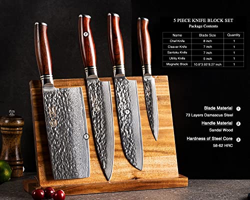 Cleaver Knife Set with Magnetic Block (5 Count)