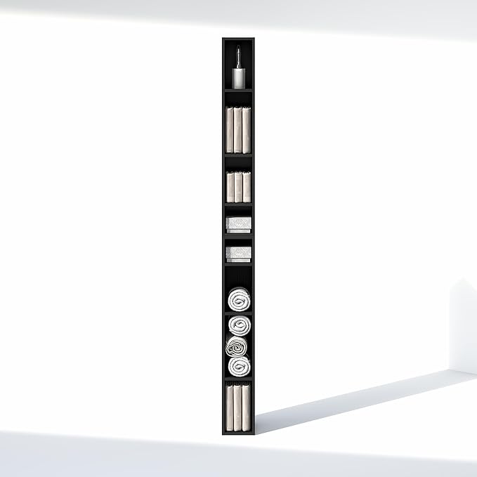 Furinno Fulda 8-Tier Closet Organizers and Storage, Open Shelf, Storage Organizer, 6-Inch Width, for Closet, Bedroom, Blackwood