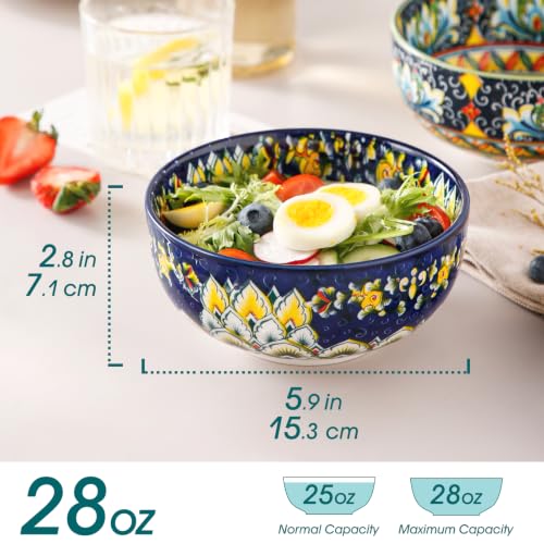 SIMI 28 oz Cereal Bowls Set of 6 (Bohemian Style / 28OZ)