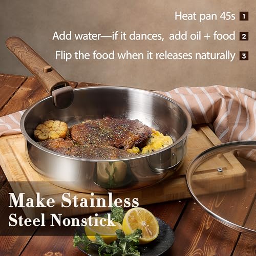 19pcs Tri Ply Stainless Steel Cookware Set with Detachable Handle