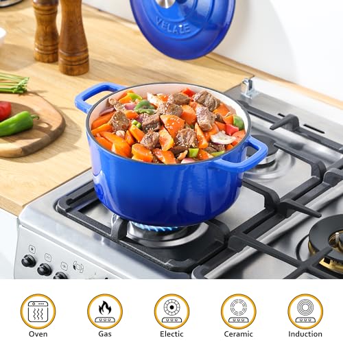 6 QT Enameled Cast Iron Dutch Oven Pot with Lid