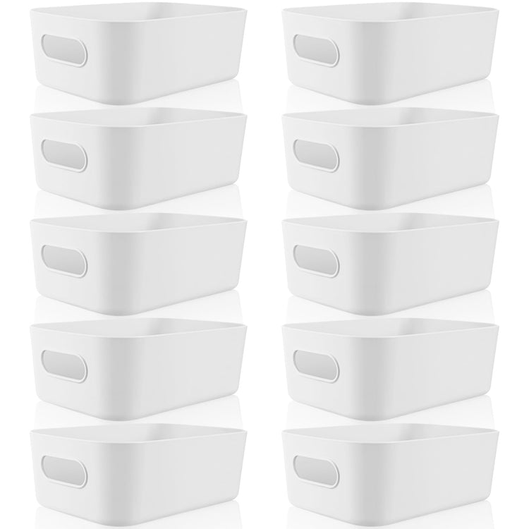 Plastic Storage Bins 10 Pcs White Pantry Organizer Bins Small Baskets Storage Containers for Home Kitchen (10 Count)
